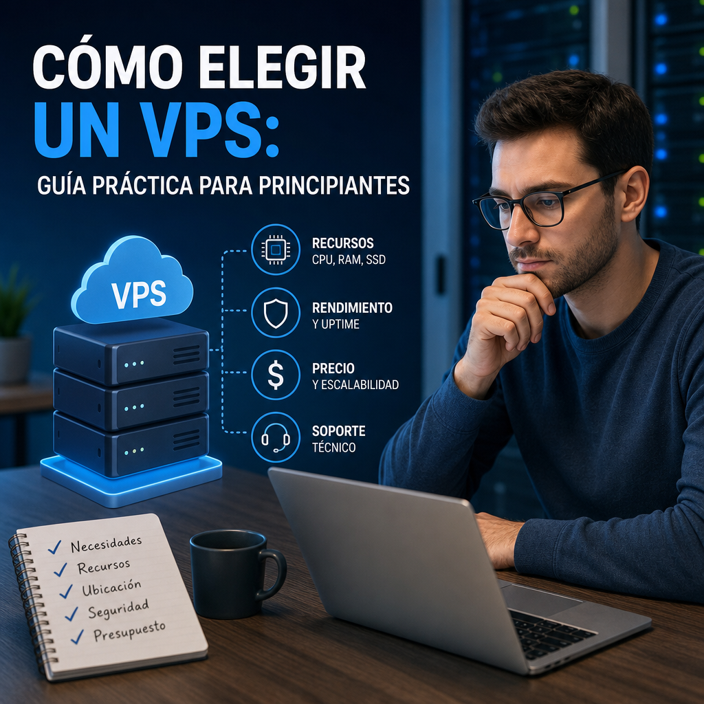 Comparativa de VPS para principiantes: recursos, rendimiento, precio y soporte técnico.